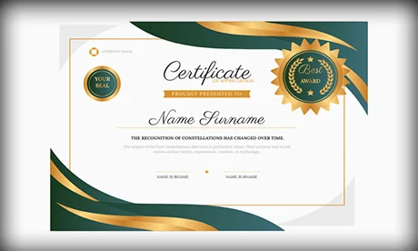 Custom certificate printing design sample